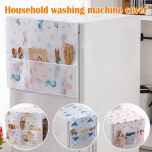 SHOUD Dust-Proof Refrigerator Cover Cotton Washing Machine Top Protector with Side Storage Bags,Fridge Dust Cover,Washing Machine Top Cover Front Load,Universal Cover Cloth for Home and Kitchen