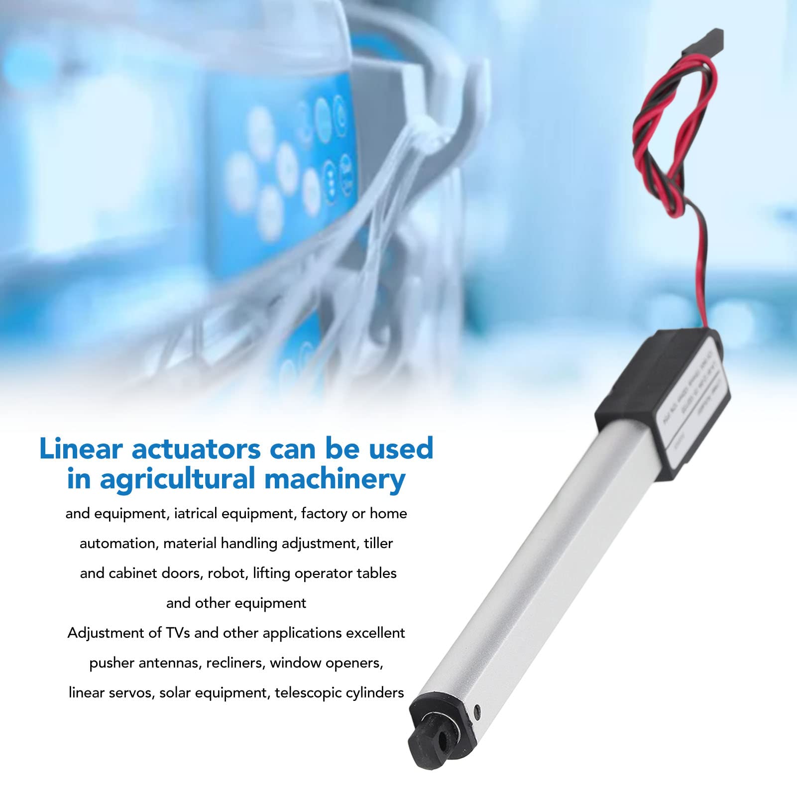 12V Electric Linear Actuator Waterproof Micro Linear Actuator 64N Force 15mm s Speed IP54 for Agricultural Iatrical Machinery (100mm)