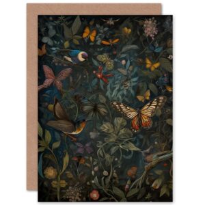 artery8 william morris style plants birds and butterflies nature birthday sealed greeting card plus envelope blank inside