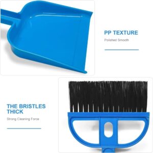 Small Broom and Dustpan Set Portable Plastic Brush Set Broom with Handle, Nesting Tiny Cleaning Broom, Mini Hand Broom and Dustpan Set for Table, Desk, Keyboard, Cars and Pet Nest(Blue)