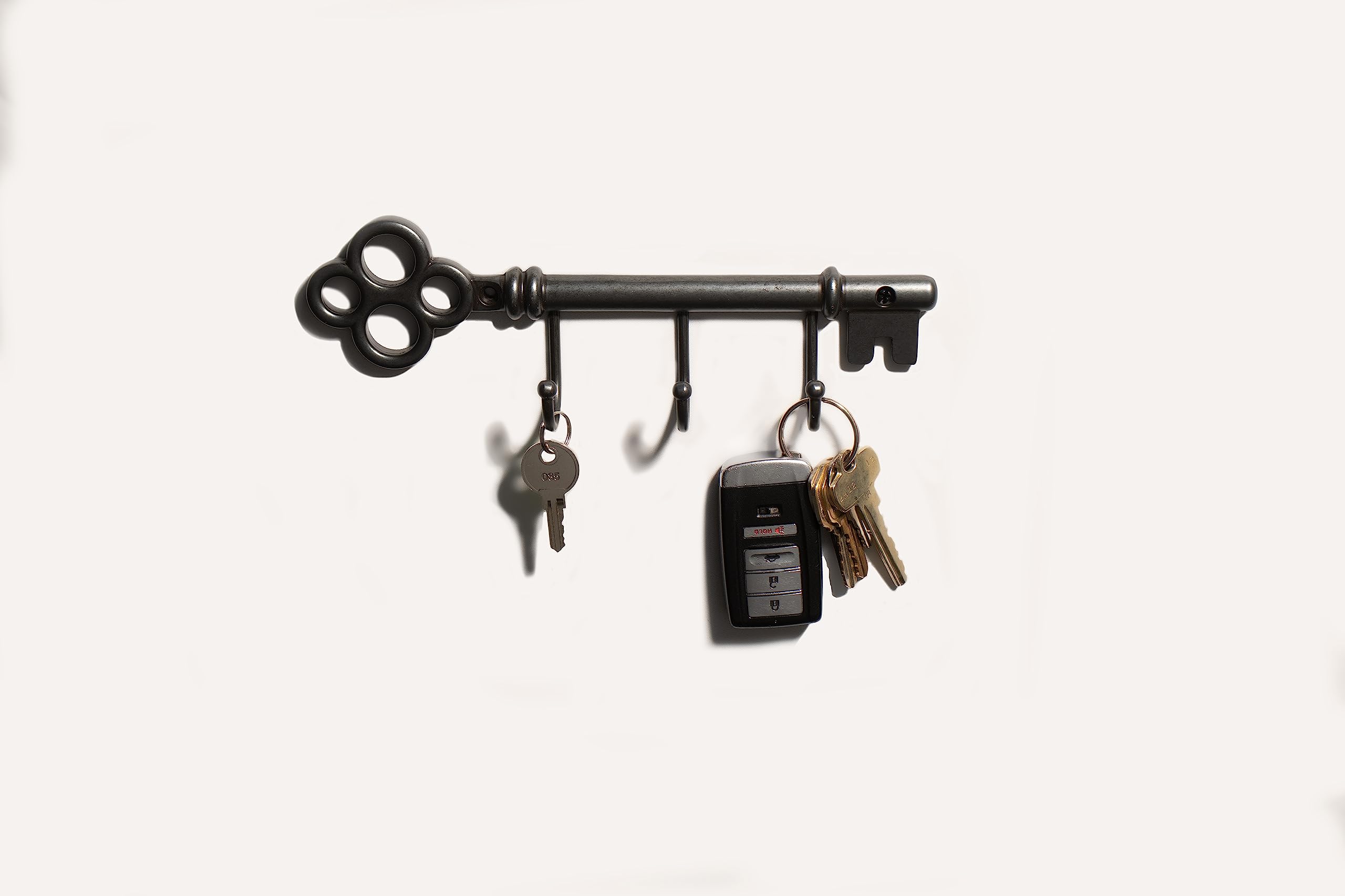 FantasHome Classic Key Design Wall Mounted Hook Rack with 3 Hooks – Black