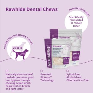 Vetradent Beef Rawhide Dental Chews for Dogs, Medium, 30 ct