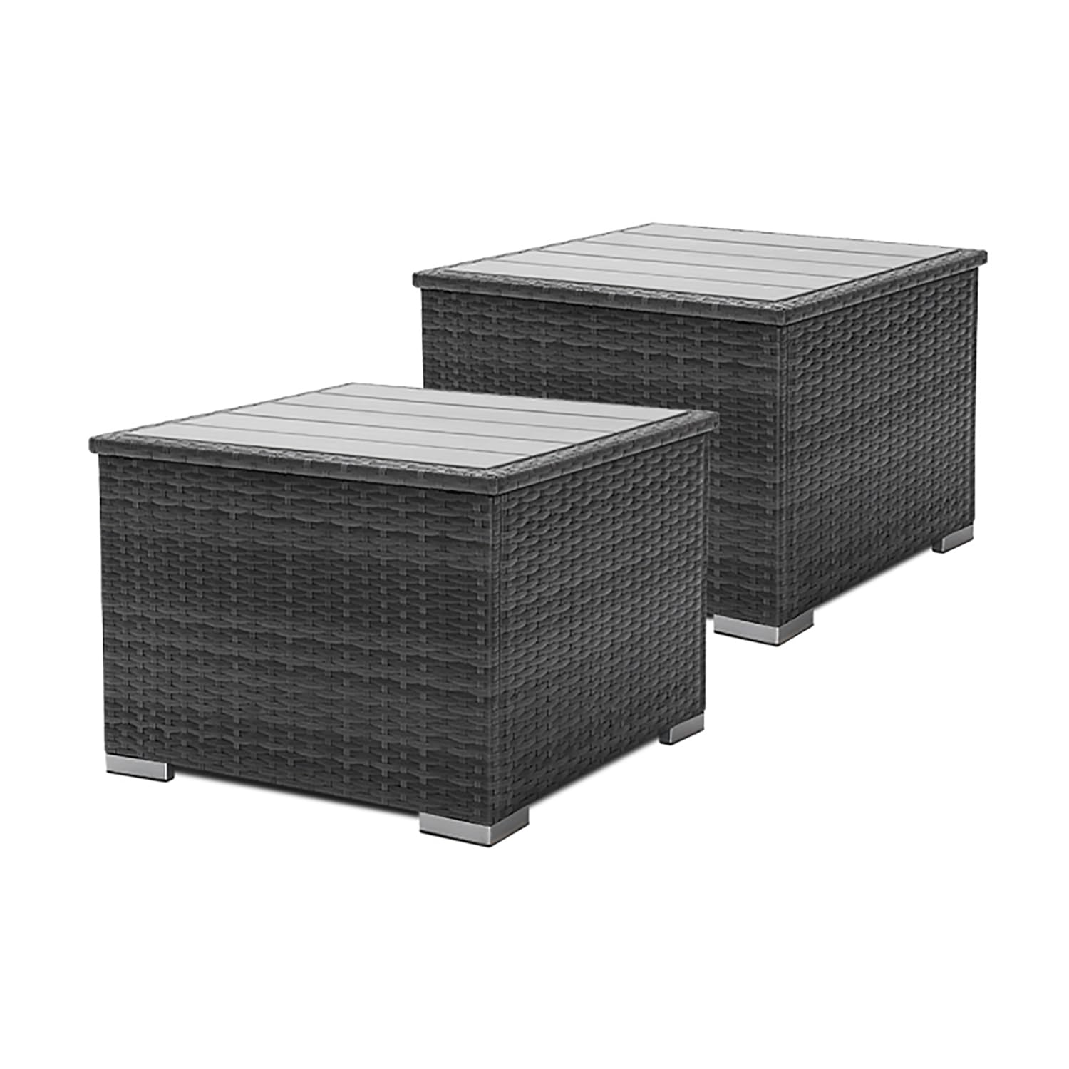 BULEXYARD PE Rattan Patio Deck Furniture Outdoor Wicker Sectional Set for Backyard, Deck, Garden (Table X2, Dark Gray)