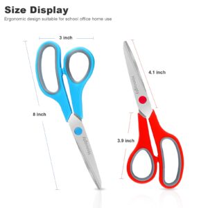 Scissors, Hnncugty 8" Scissors All Purpose Bulk Set of 6-Pack, Sharp Scissors for Office School Supplies Student Teacher Scissors Home Art Craft Sewing Fabric Scissor, Comfort Grip, Right/Left Handed