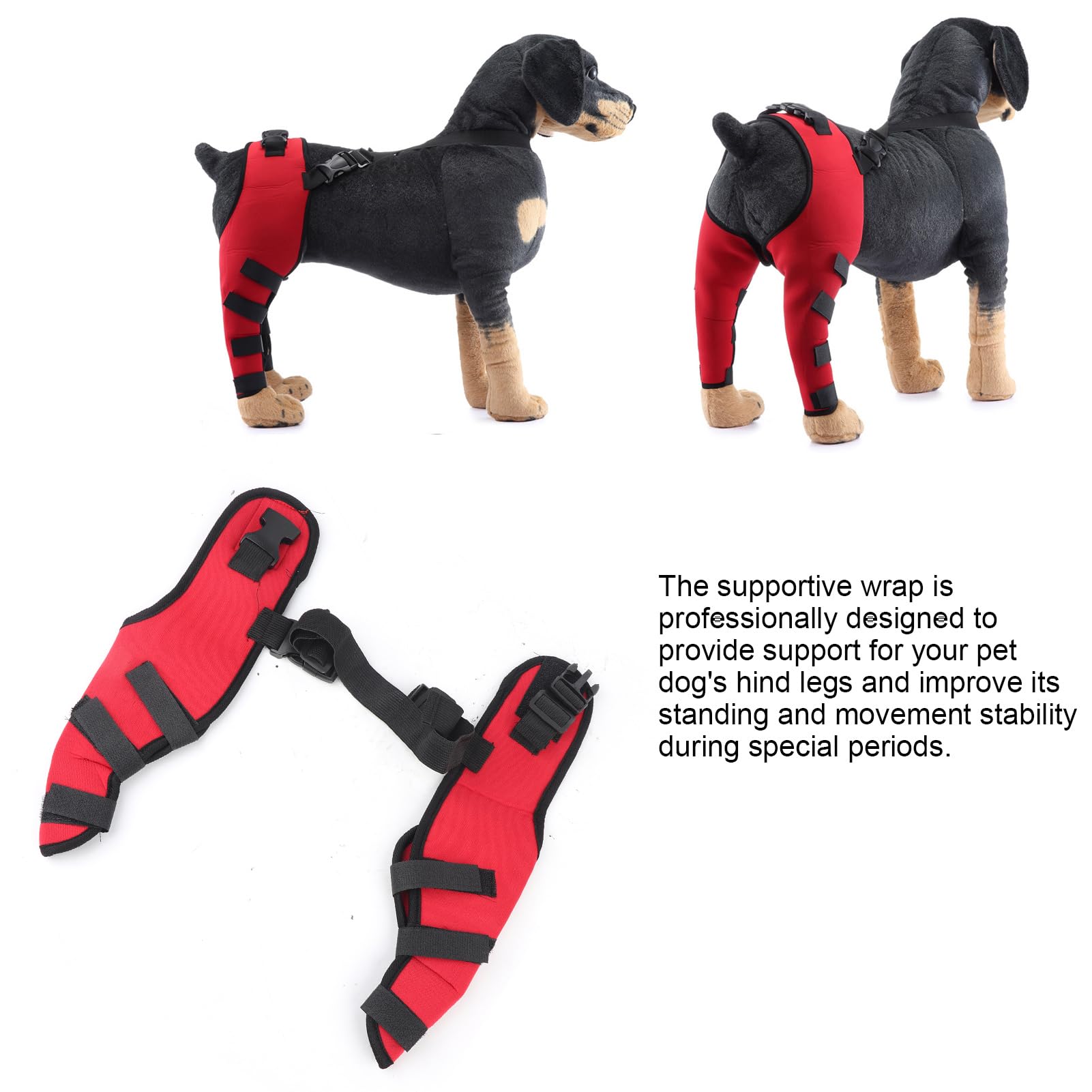 Tnfeeon Dog Knee Brace, Leg Brace Ligament Injury Joint Pain and Muscle Sore Adjustable Rear Support for Knee Dislocation Pet Knee Brace Recommended for Dog (XS)