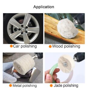 10pcs Cotton Polishing Wheel Kit for Drill, Buffing Wheels for Aluminum Polish, Chrome,Stainless Steel,Metal,Car Detailing Drill Polishing Kit with 1/4" Hex Shafts (10)