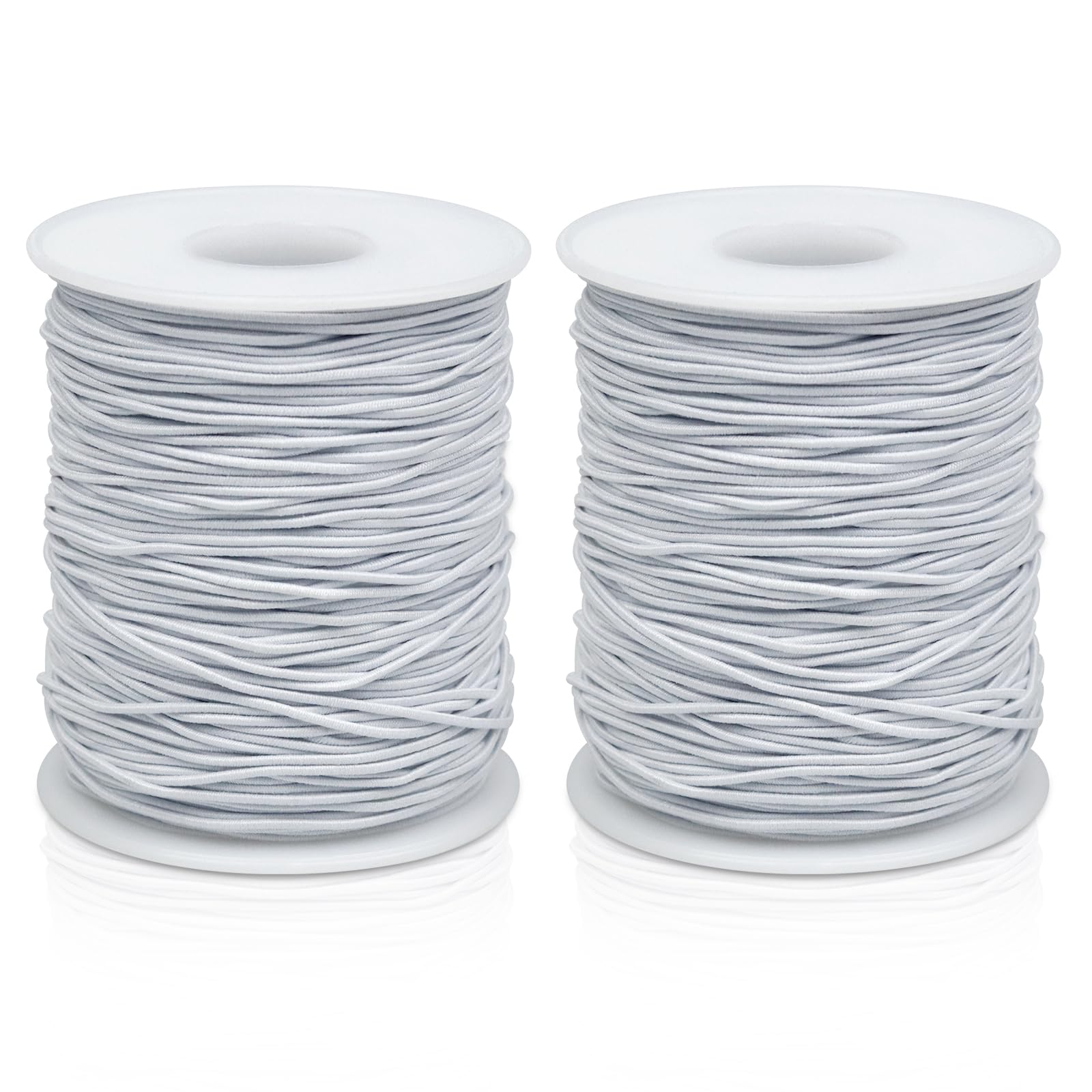 2 Rolls FIVEIZERO White Elastic Bracelet String Total 330 Feet,1mm,1.2mm,1.5mm Elastic Cord for Beading Stretchy String with Beading Needle for Bracelets, Sewing, Necklace, Jewelry Making and Crafts