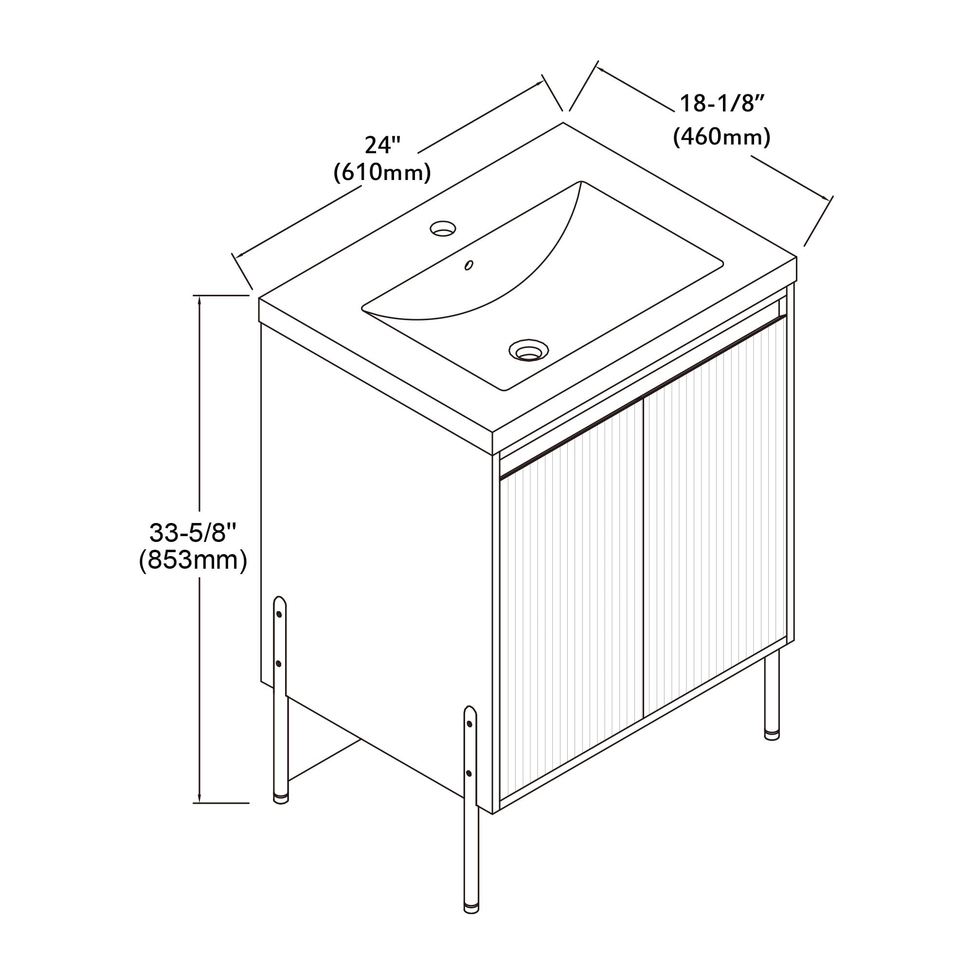 Dowell 24" Inch Charcoal Bathroom Vanity with Ceramic Sink Combo, Modern Bathroom Cabinet with Soft-Close Door, Freestanding Single Bathroom Vanity Set - 002 Series [Assembly Required]