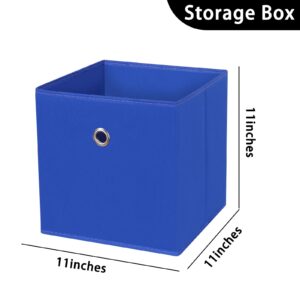 SEVENDOME 11 Inch Collapsible Storage Bins,Fabric Storage Cubes Foldable Storage Baskets For Home Bedroom,Closet Organizers And Storage For Shelf Closet, Bedroom Organizers,Set of 3,(Dark Blue)