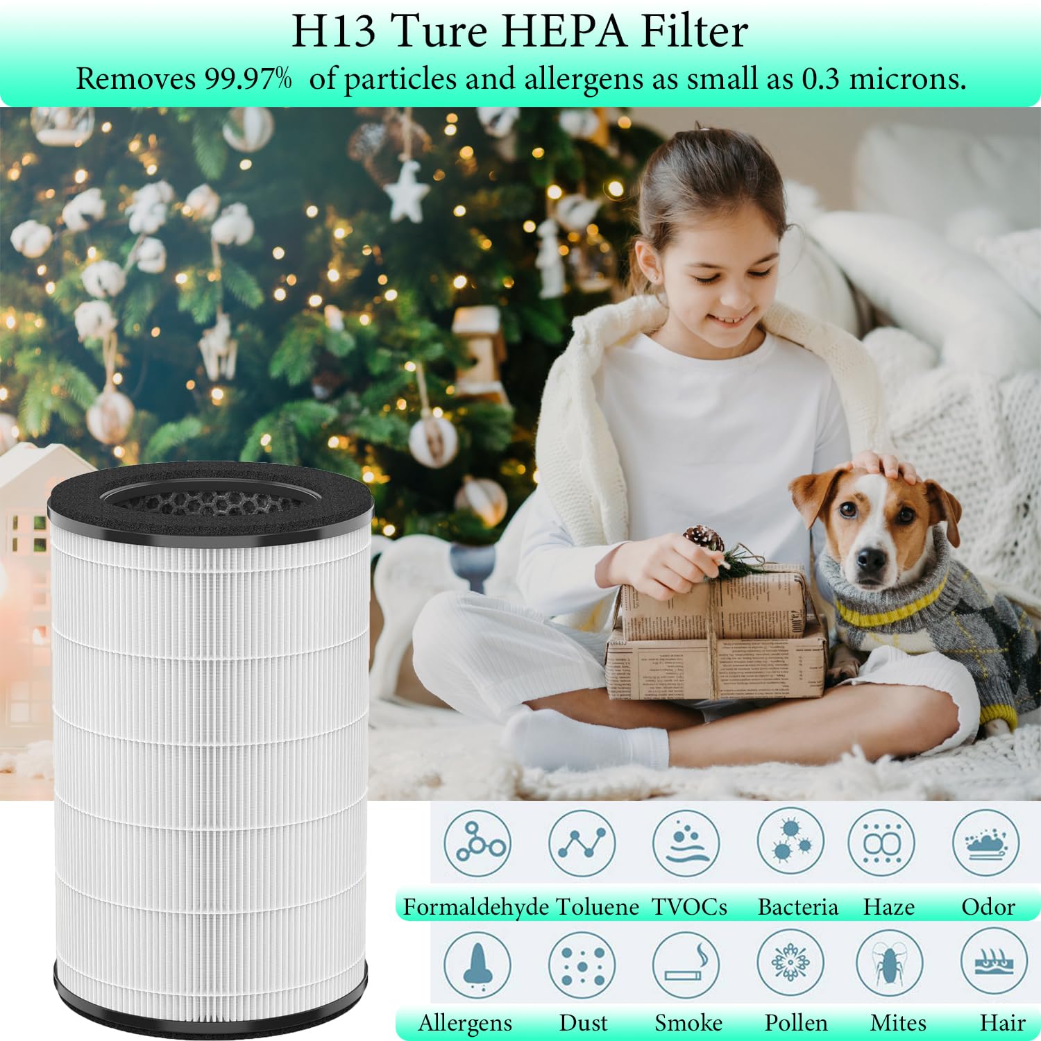 AP-T40FL Replacement Filter,Compatible with Homedics Air Purifier AP-T40, AP-T40WT, AP-T45-BK and AP-T45-WT,Total Clean 3-in-1 H13 True HEPA Replacement Filter 1Pack,Costco Model 1461901