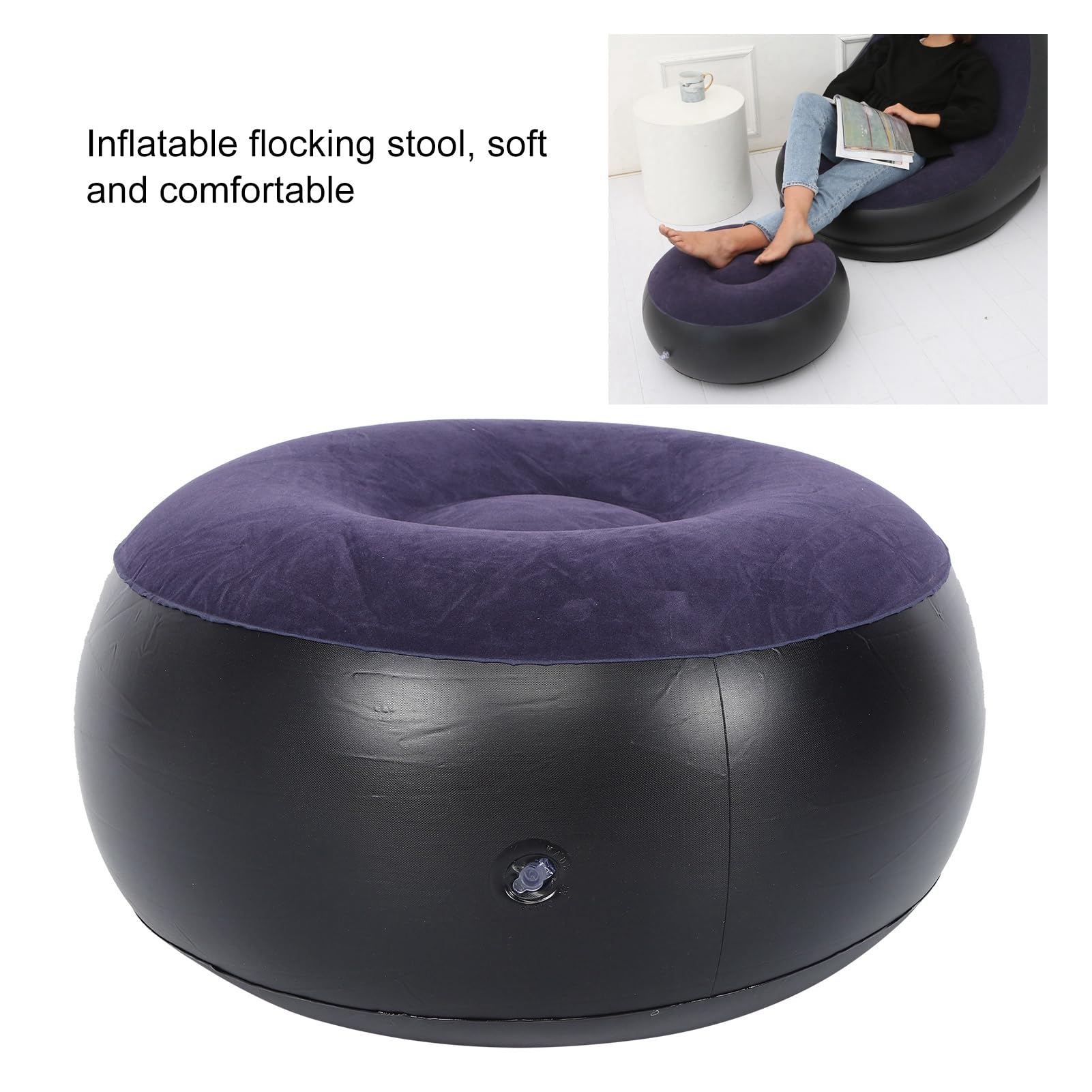 ZLXHDL Inflatable Chair, 20.5x7.9Inches PVC And Flocking Outdoor Round Air Chair, Portable And Comfortable Multifunction Inflatable Ottoman Outdoor for Home Office Outdoor Camping(Load Capacity 80 kg)