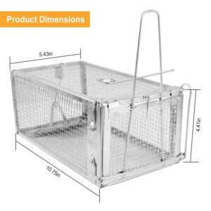 iMounTEK Animal Steel Cage Traps, Humane Live Mouse Trap Reusable Metal Rat Rodent Cage Catch Release Continuous Capture Indoor Outdoor