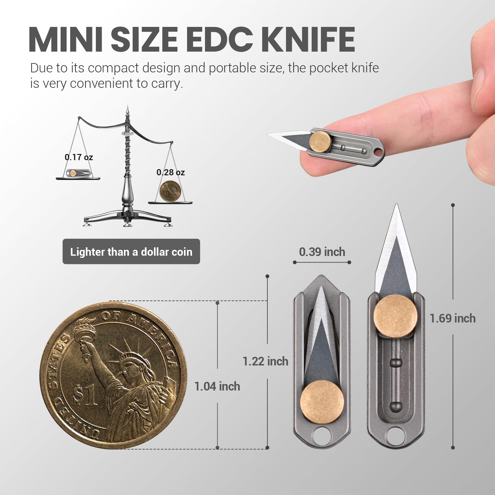 ITOKEY Small Pocket Knife, Keychain Knife for men, EDC Utility Knife, Cool Titanium Knifes, Perfect Tiny Knives, Little Box Cutter for Everyday Carry, Gadget Gifts for Men Dad