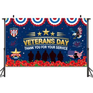 JKQ Veterans Day Thank You for Your Service Backdrop Banner 73 x 43 Inch Thank You Veterans Banner America Patriotic Party Decorations Honoring All Who Served Indoor Outdoor Photo Booth Props