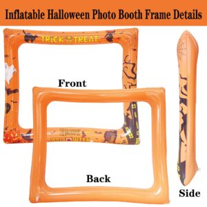 Halloween Party Photo Booth Props Frame, LMSHOWOWO Giant Halloween Inflatable Selfie Photo Frame, with 30 PCS Funny Halloween Photo Booth Props for Men Women Halloween Party Decoration Supplies