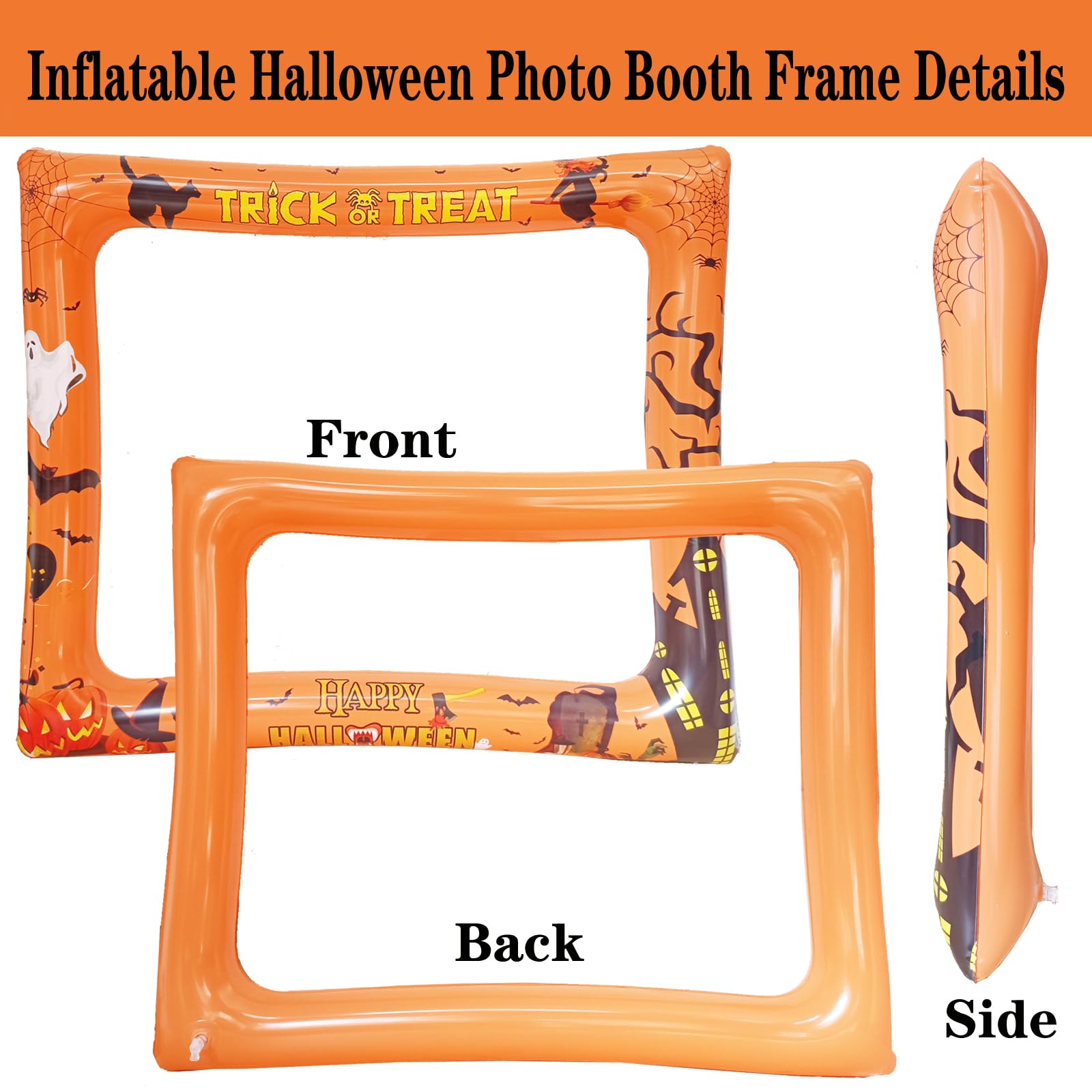 Halloween Party Photo Booth Props Frame, LMSHOWOWO Giant Halloween Inflatable Selfie Photo Frame, with 30 PCS Funny Halloween Photo Booth Props for Men Women Halloween Party Decoration Supplies