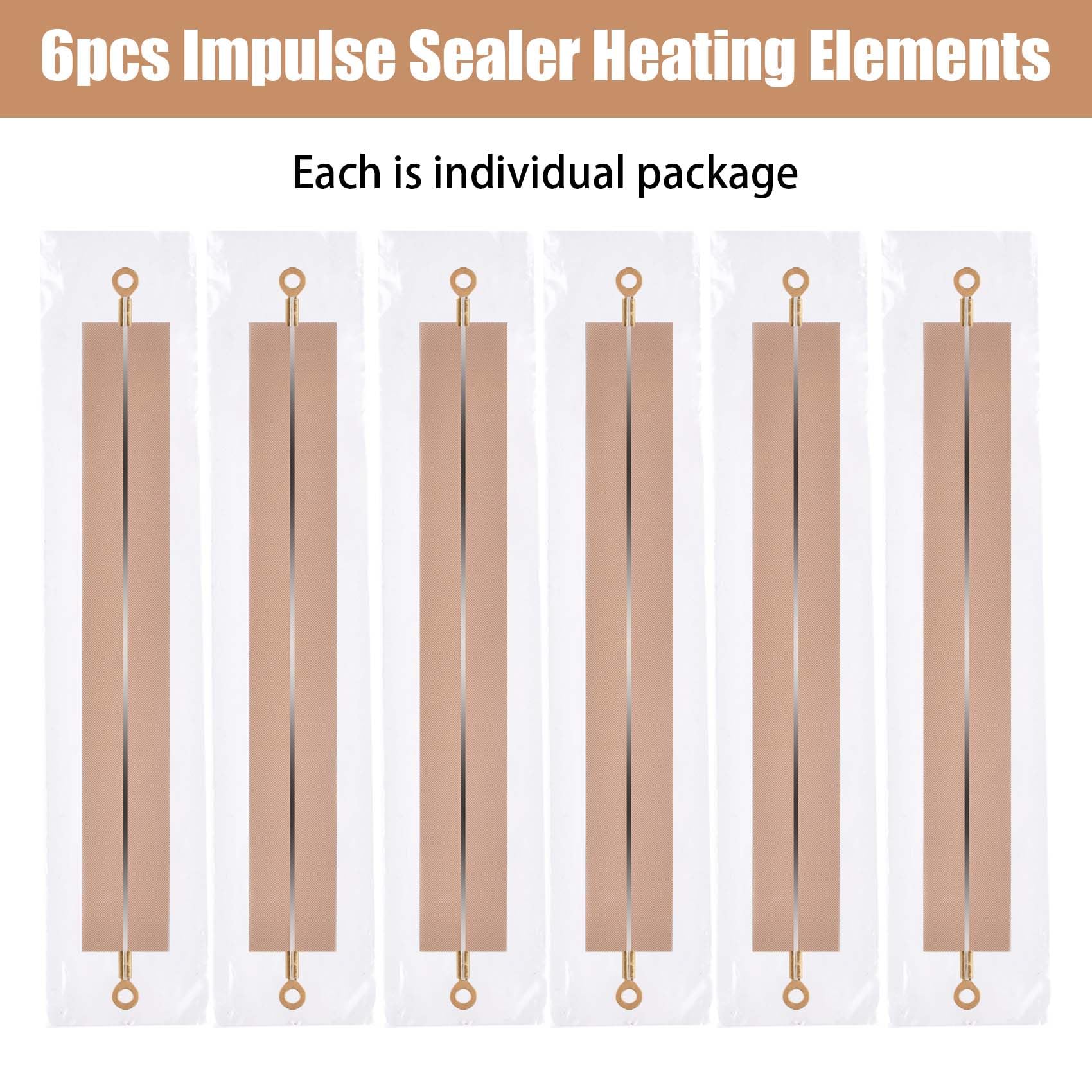 6 Pack Sealer Replacement Element Grip 300mmx2mm, Impulse Sealer Heating Element Service Spare Repair Parts Kit Heat Seal Strips for 12inch Heat Sealer, Suitable for Most Hand Sealers