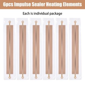 6 Pack Sealer Replacement Element Grip 200mmx2mm, Impulse Sealer Heating Element Service Spare Repair Parts Kit Heat Seal Strips for 8inch Heat Sealer, Suitable for Most Hand Sealers