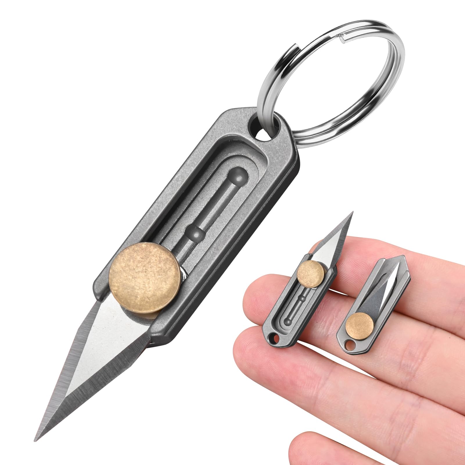 ITOKEY Small Pocket Knife, Keychain Knife for men, EDC Utility Knife, Cool Titanium Knifes, Perfect Tiny Knives, Little Box Cutter for Everyday Carry, Gadget Gifts for Men Dad