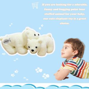 zxmbeddings 2Pcs 9.8'' Polar Bear Stuffed Animal Soft White Arctic Plush Pillow Toy Gifts for Kids