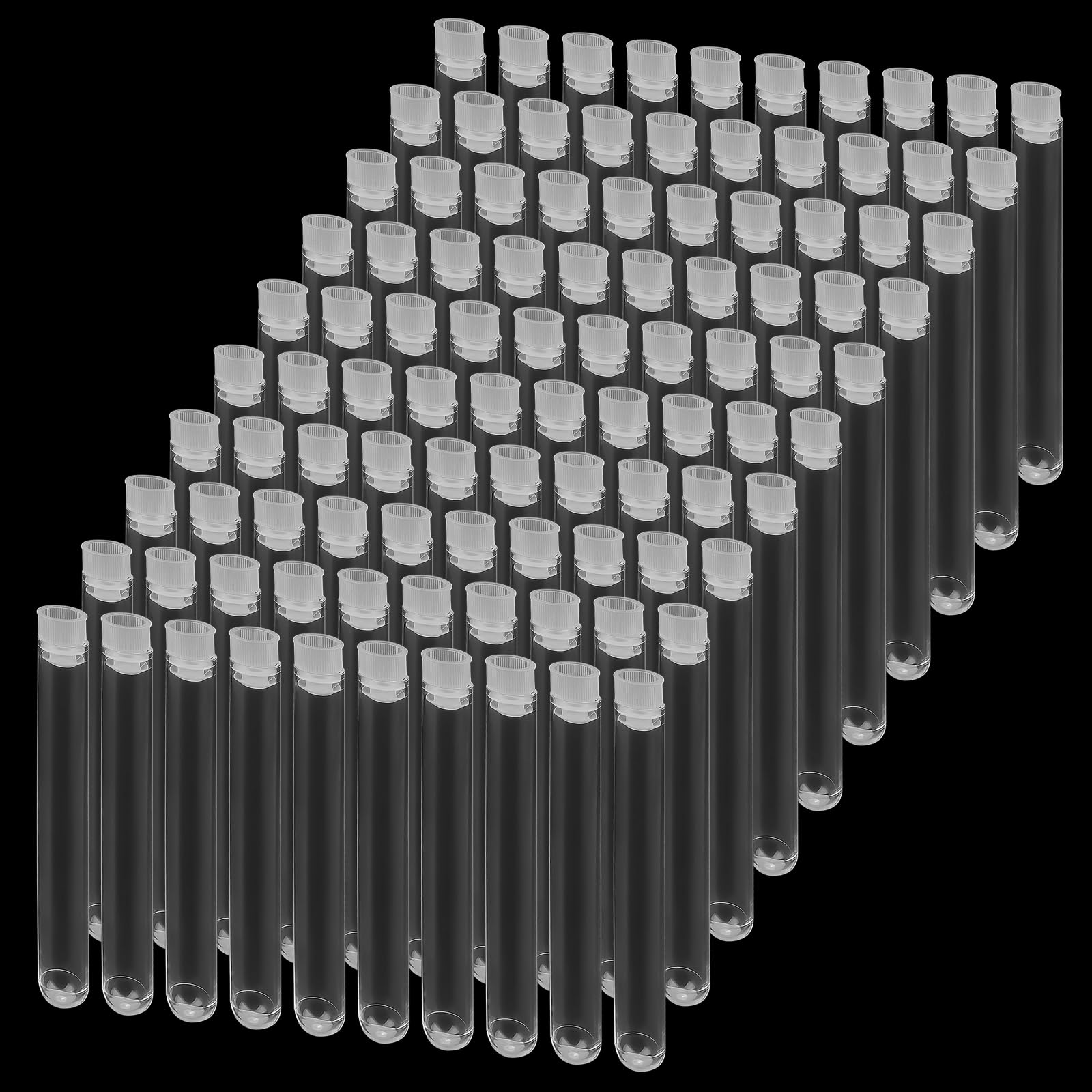 LEXININ 200 PCS 8ml Small Clear Plastic Test Tubes, 12 x 100mm Mini Plastic Test Tubes with Lids for Experimental Samples