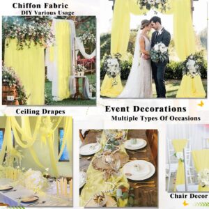 DUOBAO 59"Wide Chiffon Fabric Yellow Sheer Fabric 15 Feet Lightweight Fabric Yellow Fabric for Wedding Party Birthday （Yellow 5 Yards）