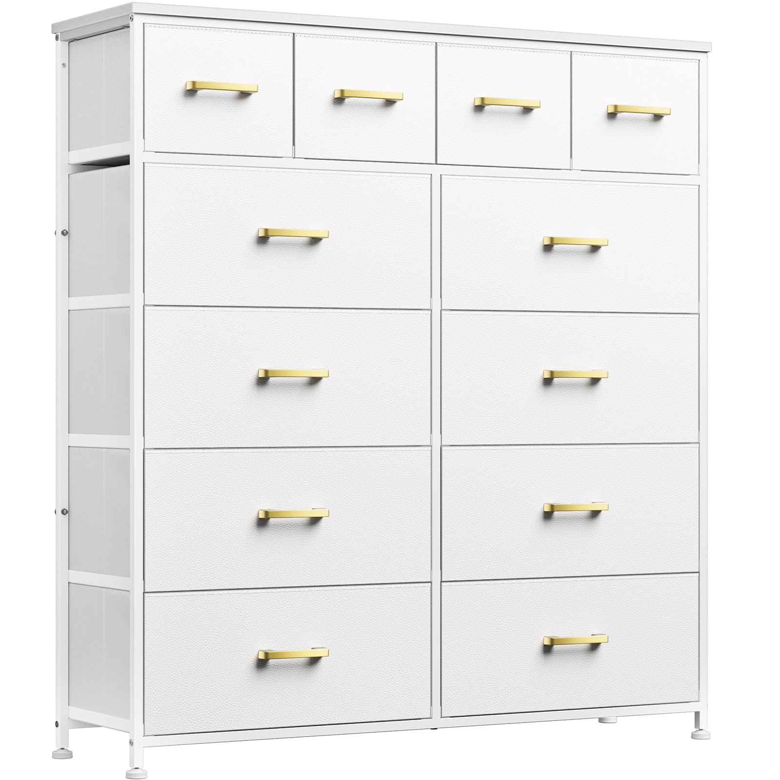 YILQQPER Dresser,White Dresser for Bedroom with 12 Drawers,Tall Dressers for Bedroom,White Fabric Dressers & Chest of Drawers for Bedroom,Closet,Nursery,Girls, White