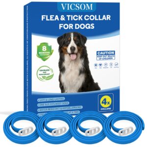 4 pack flea collar for dogs, dog flea and tick collar 8 months flea and tick prevention for dog, waterproof adjustable puppy collar natural tick and flea collars for small medium large dogs,blue