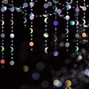 Sparkly Iridescent Sequins Circle Garlands/Starry Sky - Birthday Party Decorations. Graduation Wedding Bachelorette Disco Dancing Decorations(Moon)