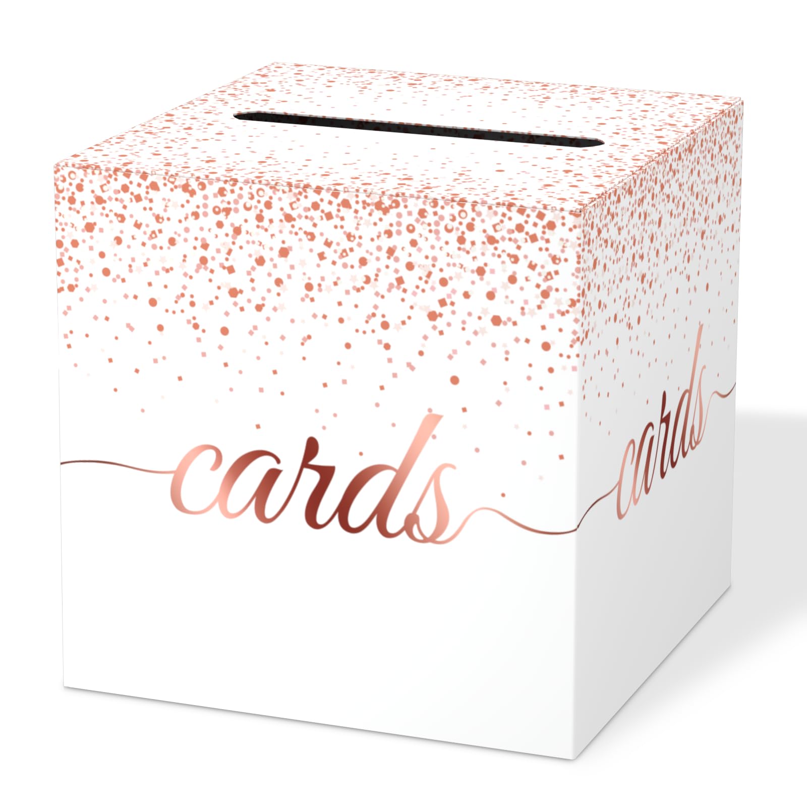 Rose Gold Cards Box, Cards Receiving Box For Birthday, Wedding, Bridal or Baby Shower, Graduation, Anniversaries,Engagement Party Decorations Supplies Money Box White and Rose Gold Box