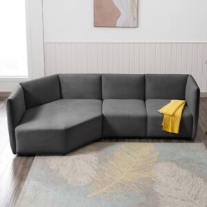 cecer curved sectional sofa couch modern modular sofa with adjustable armrest and backrest upholstered velvet 4 seater couches modern sofas chair for living room apartment office - dark grey