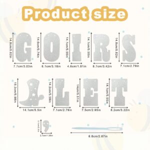 Let's Go Girls Glitter Banner, Lets Go Girls Party Decorations Last Rodeo Banner for Western Cowgirl Birthday Party Bridal Shower Bachelorette Party Decorations (Silver, 5ft)