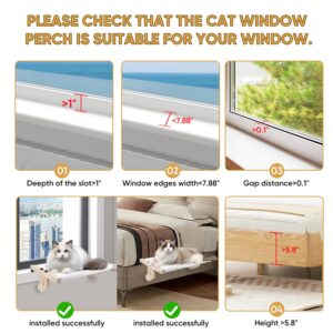 HEMWEE Cat Window Perch, Cat Window Hammock for Indoor Cats, Easy to Adjust & Assemble Large Cat Bed Seat for Windowsill, Bedside,Drawer and Cabinet