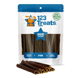 123 treats 6 inch beef collagen sticks for dogs - rawhide free long lasting dog collagen chew treats - collagen dog chew sticks for large dogs - 10 count