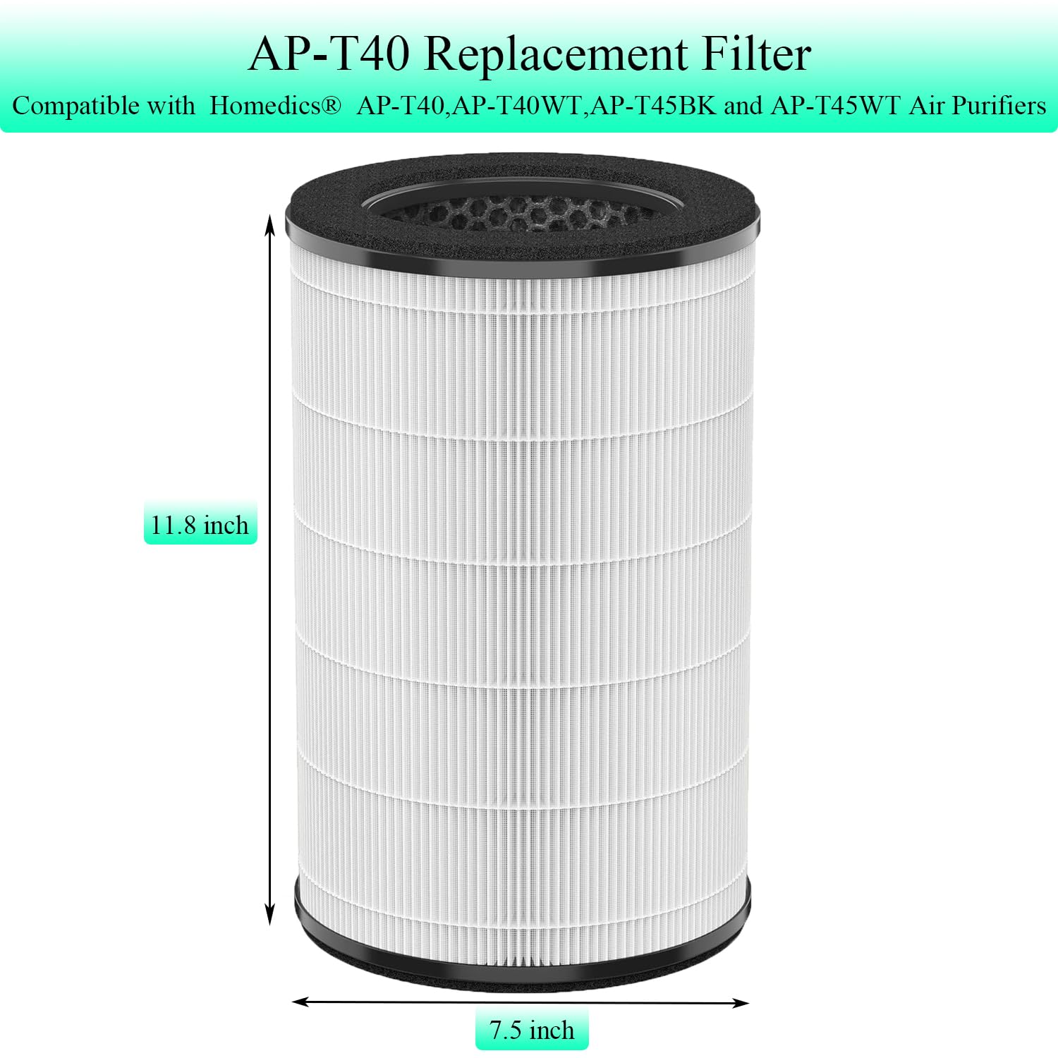 AP-T40FL Replacement Filter,Compatible with Homedics Air Purifier AP-T40, AP-T40WT, AP-T45-BK and AP-T45-WT,Total Clean 3-in-1 H13 True HEPA Replacement Filter 1Pack,Costco Model 1461901