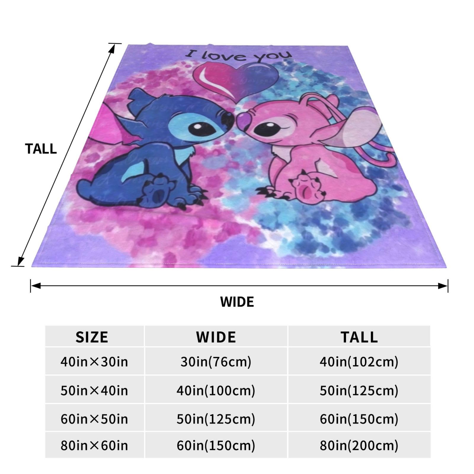 Stitch and Angel Blanket Soft Cozy Fleece Throw Blanket Plush Lightweight Warm Fuzzy Flannel Blankets and Throws for Boys Girls Couch Sofa Bed 50"X40"