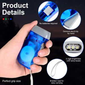 48 Pcs Hand Crank Flashlight No Battery Required Torch Light Manual Press Flashlight 3 LED Light Squeeze Flashlight for Shoeboxes Camping Hiking(Green, Gray, Blue, Red)