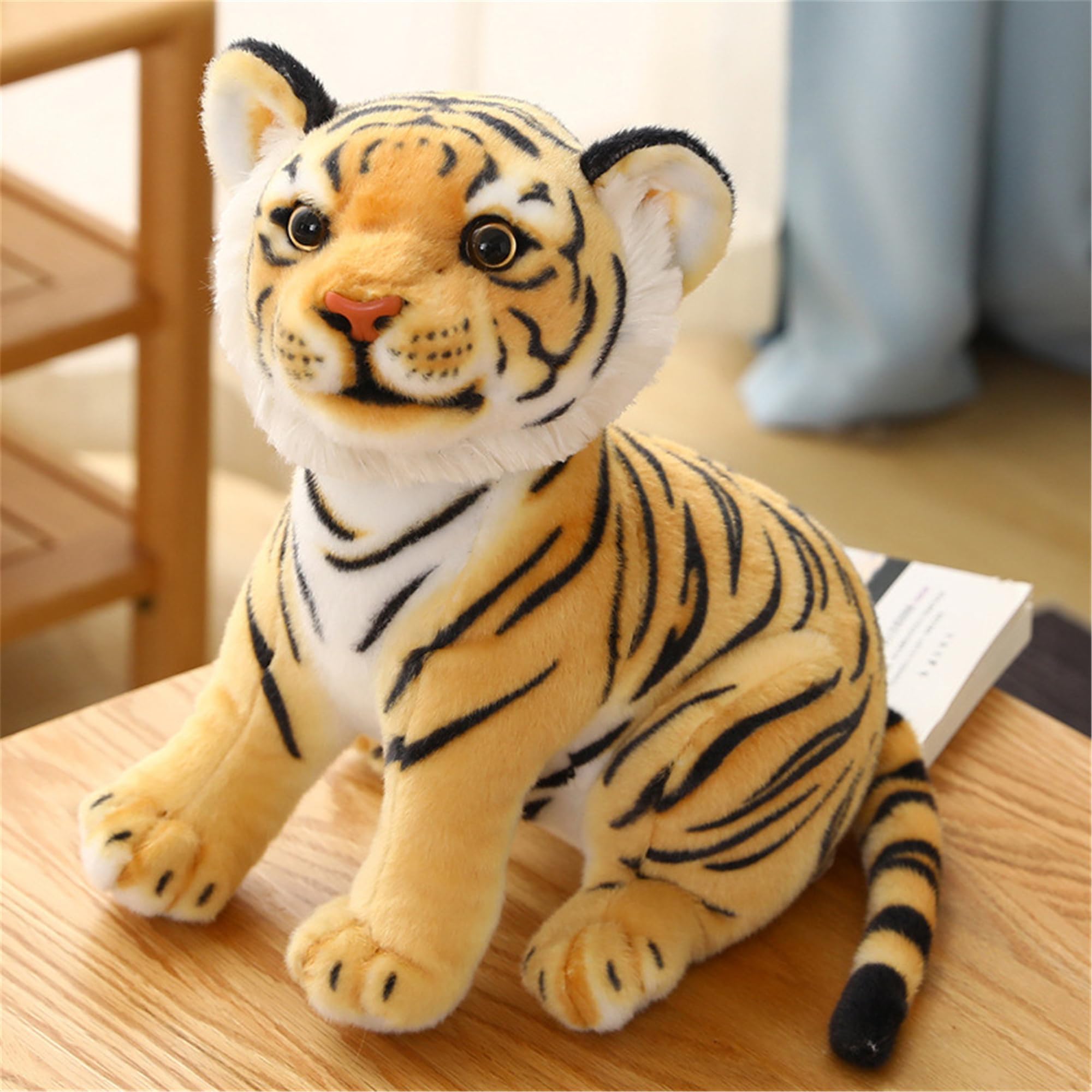 LANFIRE Tiger Plush Toy Animal Tiger Pillow Cute Animal Plush Stuffed Toy Animal Doll, Gift for Boys Girls (Yellow, 9.0 in)