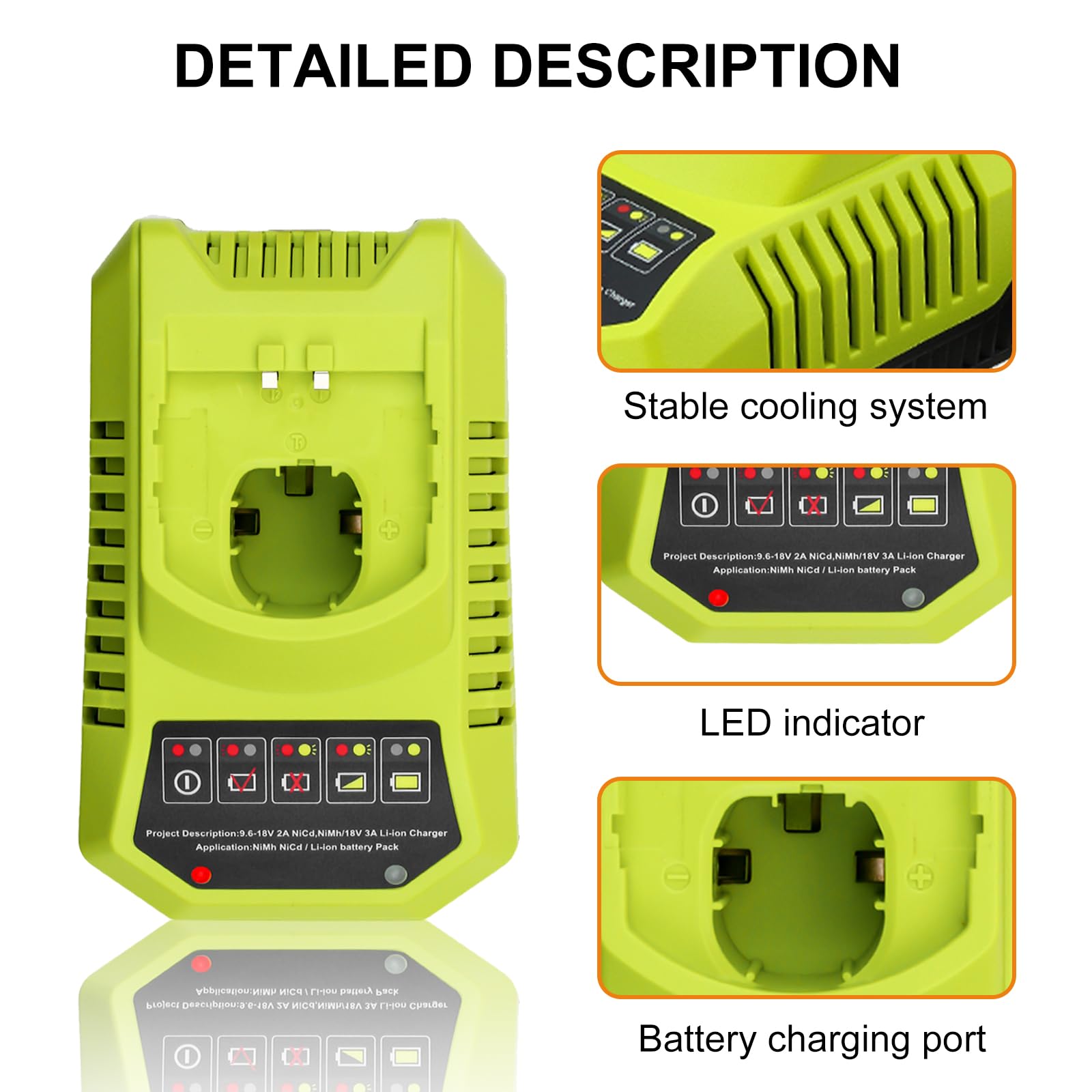 Upgraded 6000mAh P102 & P117 Charger Replacement for Ryobi 18V Battery and Charger Combo Compatible with Ryobi 18V Battery P102 P103 P104 P105 P107 P108 P109 P190(Green)