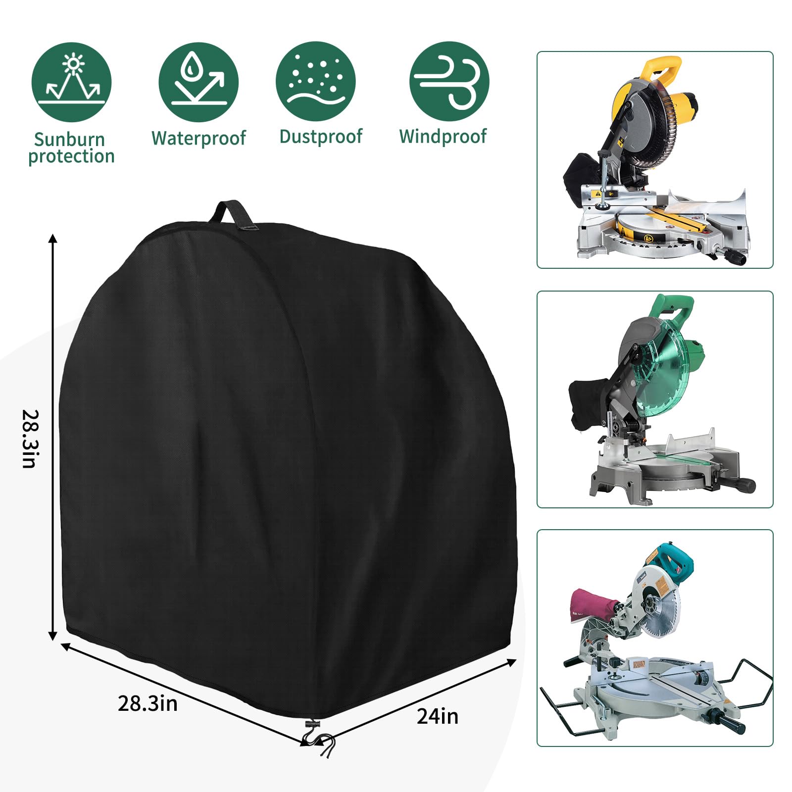 AKEfit Miter Saw Cover,Portable Table Saw Cover - Waterproof and Dustproof,Fit for Most Miter Saws and Planers,28.3L x 24W x 28.3H