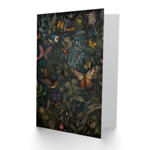 Artery8 William Morris Style Plants Birds and Butterflies Nature Birthday Sealed Greeting Card Plus Envelope Blank inside