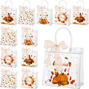 paterr 24 pcs thanksgiving clear gift bags with handles thanksgiving gift bags fall gift bags thanksgiving treat bags pumpkin gift bags 7.87 x 7.87 x 3.15 inches for autumn thanksgiving party supplies