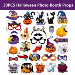 Halloween Party Photo Booth Props Frame, LMSHOWOWO Giant Halloween Inflatable Selfie Photo Frame, with 30 PCS Funny Halloween Photo Booth Props for Men Women Halloween Party Decoration Supplies