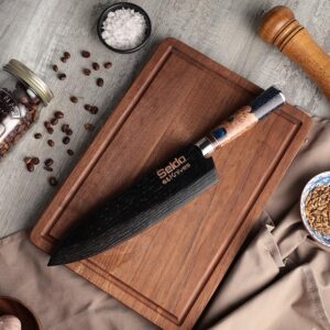 Seido Knives Saya Sheath for 8" Chef Knife - Walnut Carbon Material, Razor-Sharp Edge Chef Knife Cover