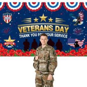 JKQ Veterans Day Thank You for Your Service Backdrop Banner 73 x 43 Inch Thank You Veterans Banner America Patriotic Party Decorations Honoring All Who Served Indoor Outdoor Photo Booth Props