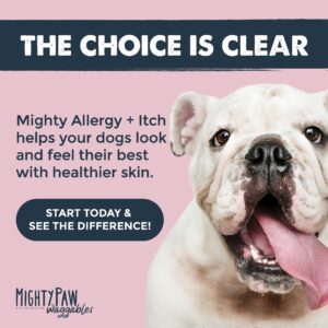 Mighty Paw Waggables Allergy Immune + Itch (Made in the USA) | Dog Allergy Chews Anti-Itch for Dogs. Dog Allergy Support Dog Vitamins for Skin and Coat Allergies. Omega 3 & Quercetin for Dogs (120 Ct)