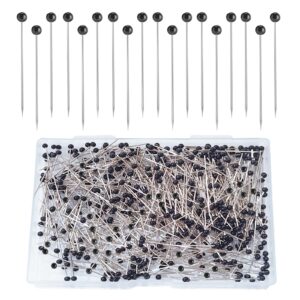 sunenlyst sewing pins, 500 pcs straight pins ball glass head pins with 1.5 inch,quilting sewing pins for fabric, black pins for jewelry diy, craft and sewing supplies