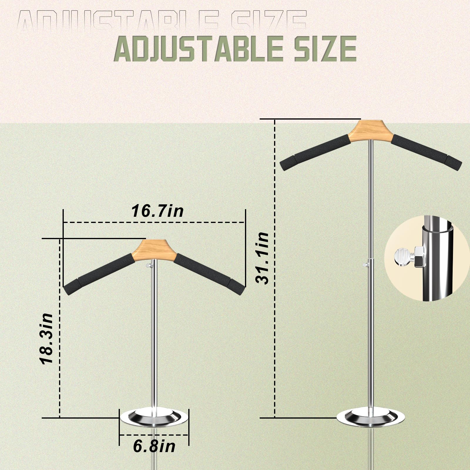 Adjustable T Shirt Display Adult for Vendors, 18-31.1 Inch Flexible Shirt Rack Shoulder Stand, Portable Hanging Black Metal Clothes Display, Hanger Rack for Clothing Dress Garment Coat Retail