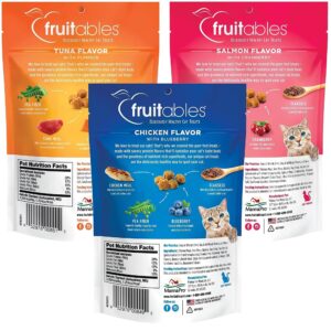 Fruitables Cat Treats | Crunchy Cat Treats | Healthy Low Calorie Cat Treats Packed with Protein | Free of Wheat, Corn and Soy | 2.5 oz (Pack of 3)