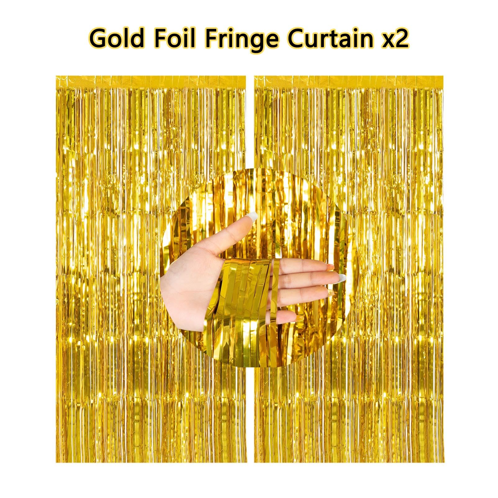 Avezano 66pcs Black and Gold Party Decorations, Gold Metallic Tinsel Foil Fringe Curtain Balloon Arch Kit Backdrop for Graduation Retirement Birthday Prom Party Decor Photoshoot Props Supplies